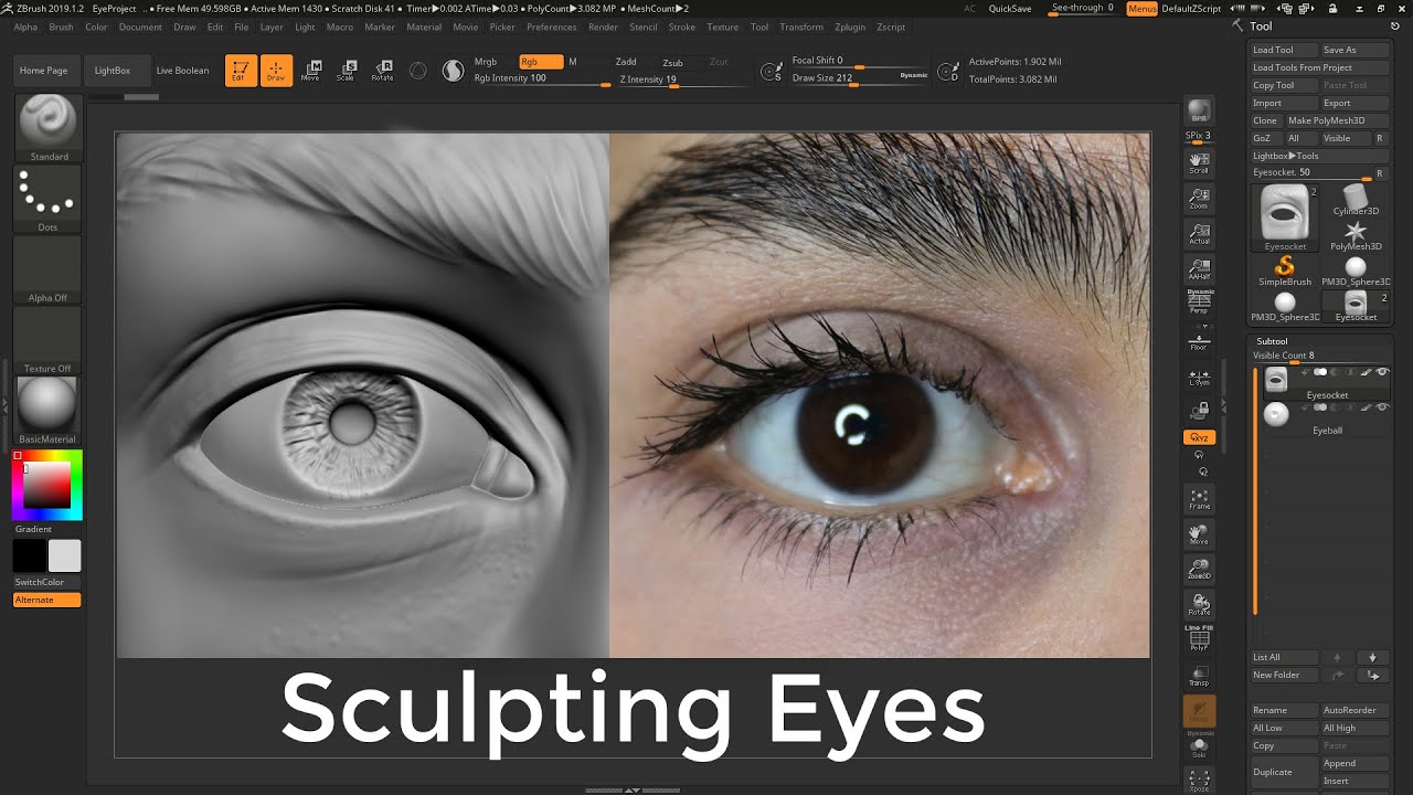 sculpting eyes in zbrush