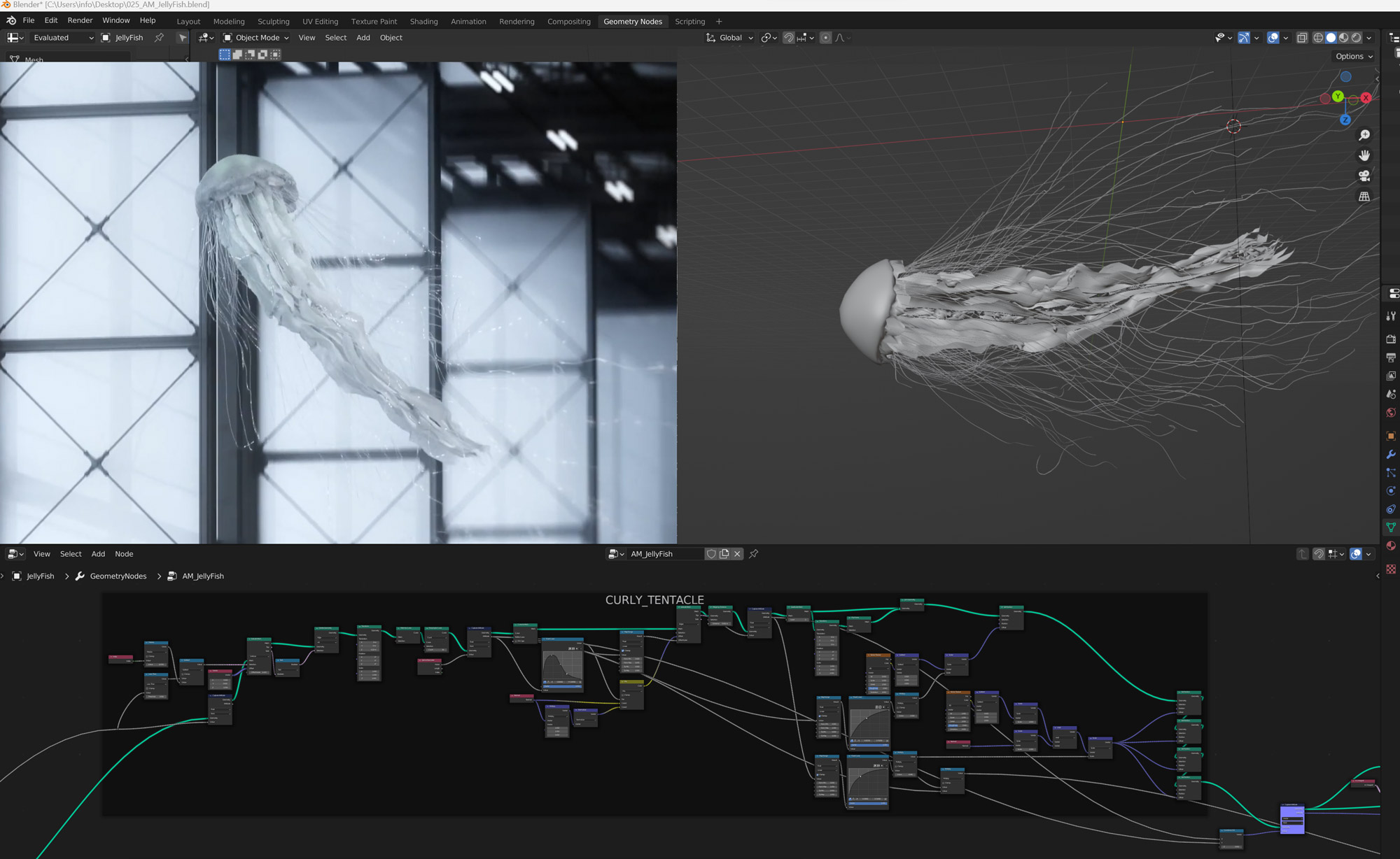 Jellyfish Animation with Geometry nodes Download - 3DArt